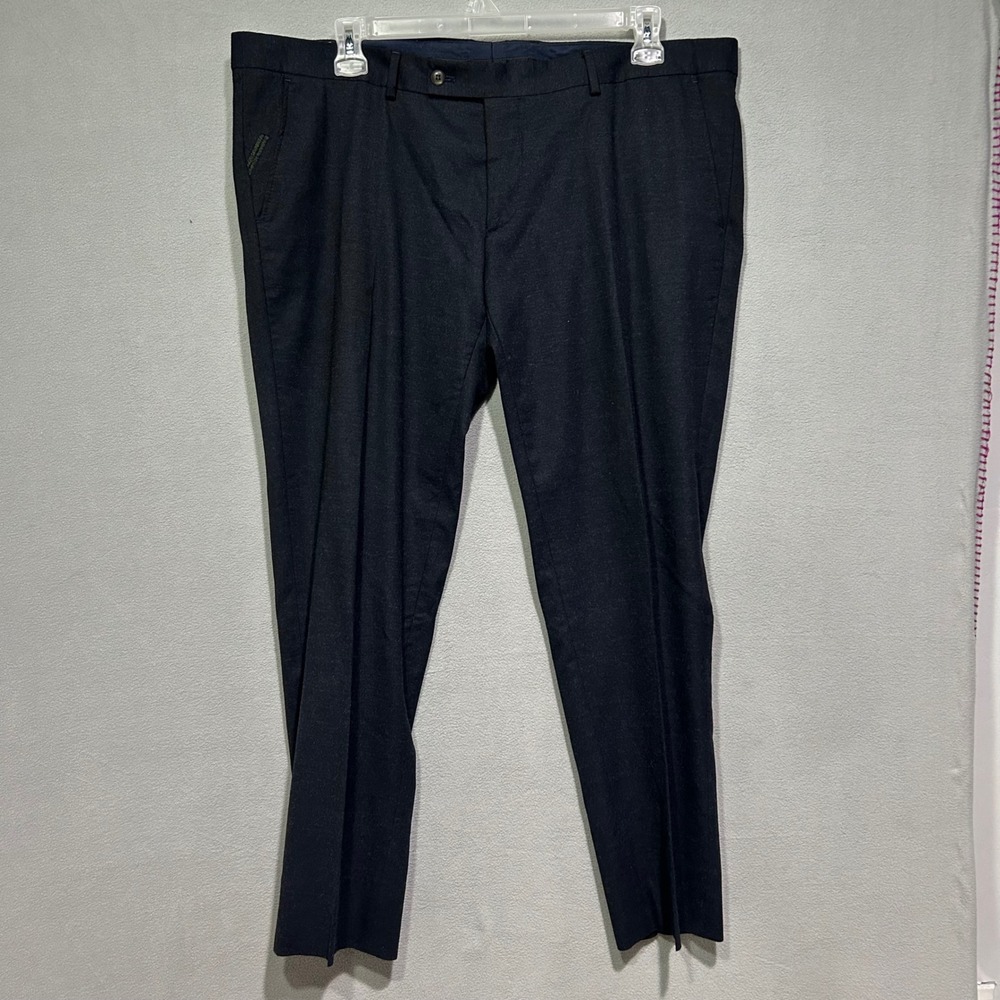 BAGGi Men Wool Blend Dress Pants Gray Flat Front Casual Office Trousers Size‎ 58